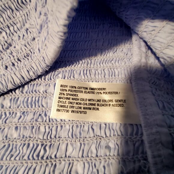 Universal Thread Light Blue Smocked Tank Top With Eyelet Ruffle Sleeves Size XL - Picture 7 of 9